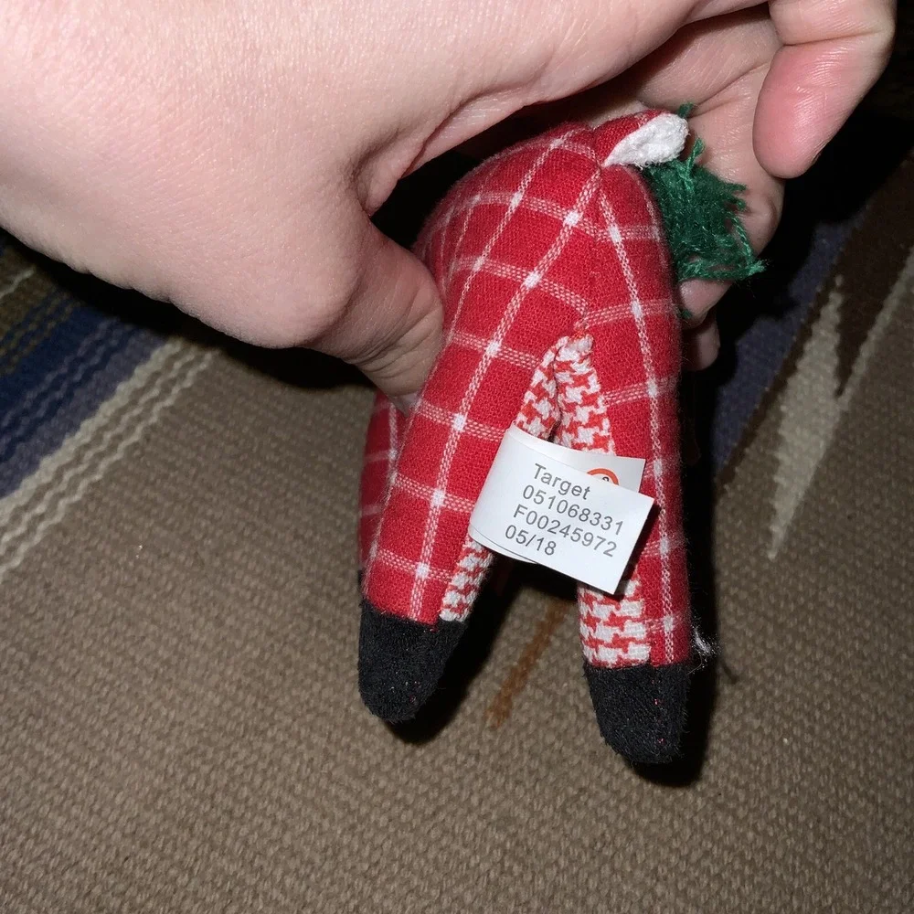 RED CHECKERED REINDEER Wondershop Plush Soft Fabric ORNAMENT Christmas Deer
